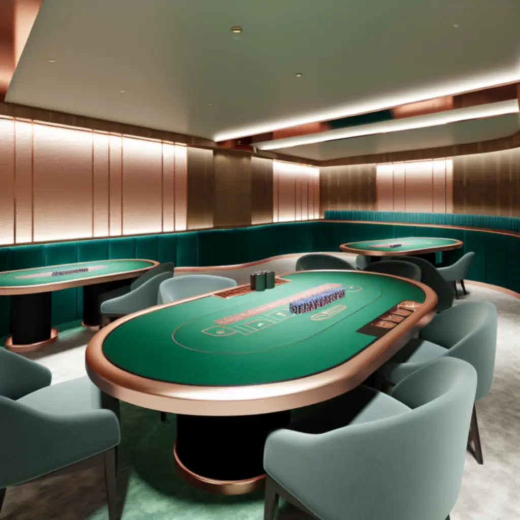 Kameralne stoły do gry z artystycznymi wykończeniami i miękkim światłem