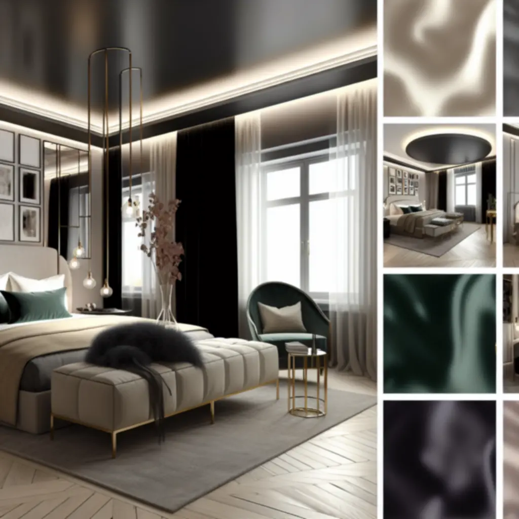 Wyrafinowany pokój gościnny z miękkim światłem i luksusowymi tkaninami