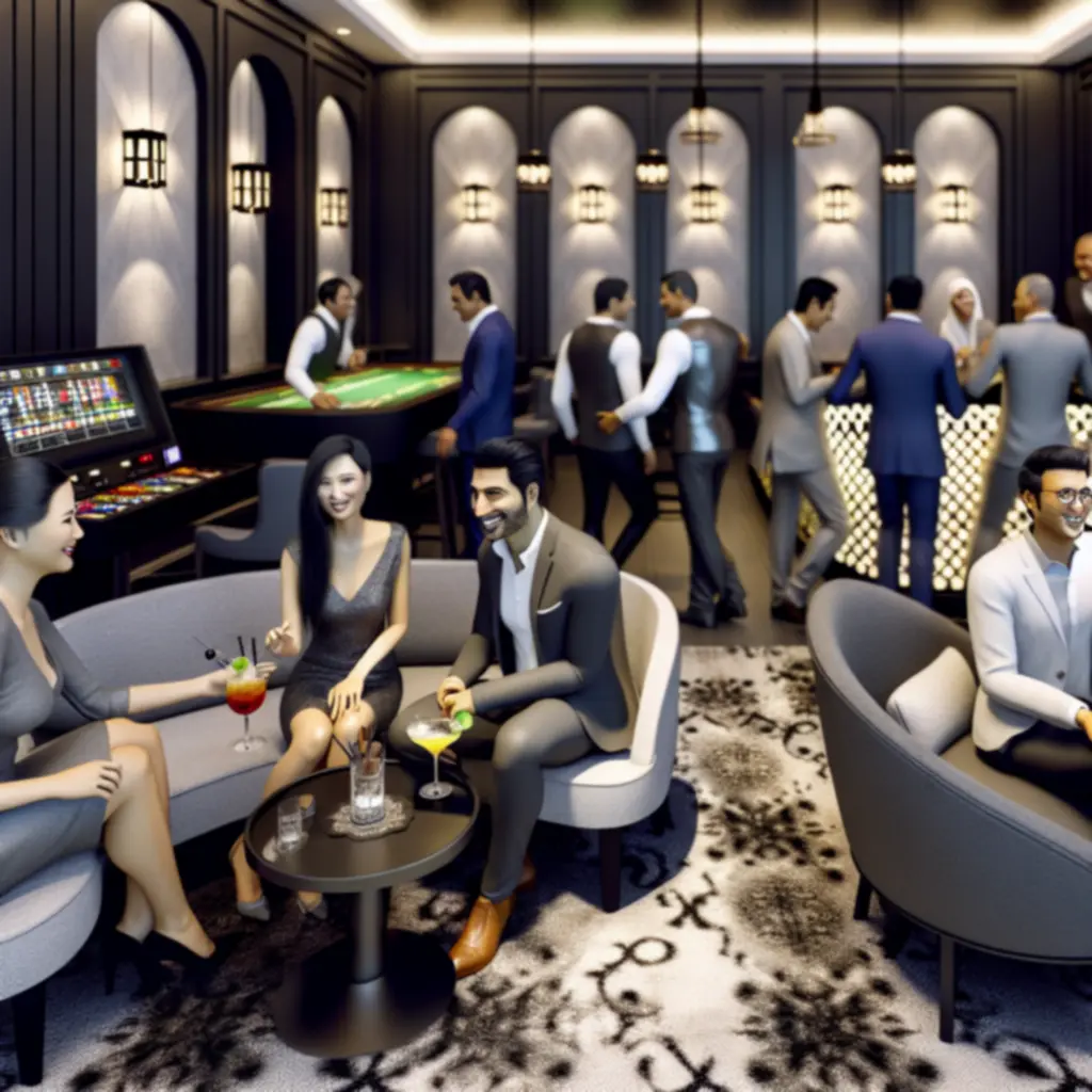 Bar i lounge przy strefie gier z eleganckim oświetleniem